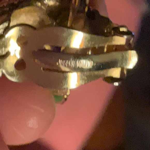 Joseph Mazer Clip Earrings Gold-Tone and Enamel Removable Charm. Vintage. - Picture 5 of 14